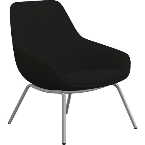 Lounge Chair, With Arms, 4-Leg, 27"x29"x33", Onyx Fabric/SR Legs