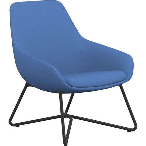 Lounge Chair, With Arms, 27"x29"x33", Blue Fabric/Black With Base