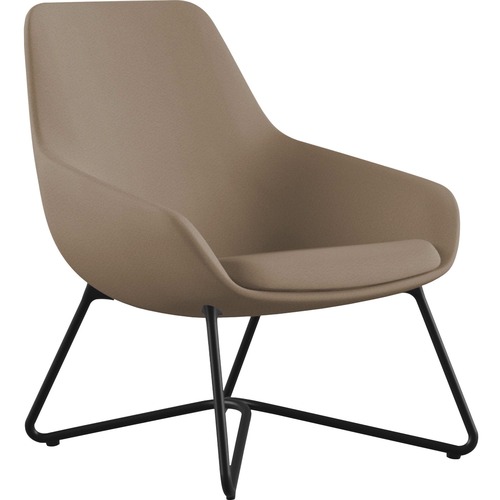 Lounge Chair, With Arms, 27"x29"x33", Latte Fabric/Black With Base