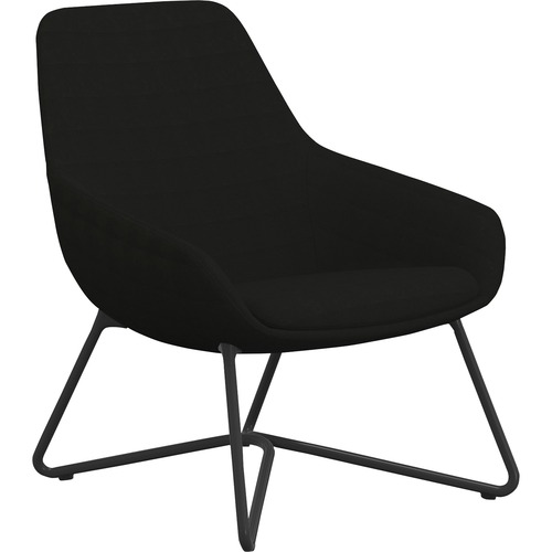 Lounge Chair, With Arms, 27"x29"x33", Onyx Fabric/Black With Base