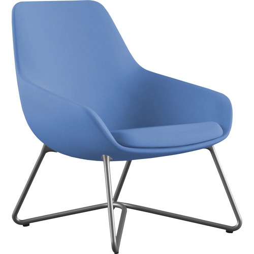 Lounge Chair, With Arms, 27"x29"x33", Blue Fabric/SR W-Base