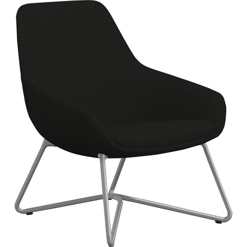 Lounge Chair, With Arms, 27"x29"x33", Onyx Fabric/SR W-Base