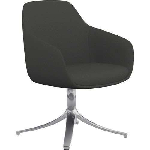 Lounge Chair, Swivel, 24-1/2"x24"x34-1/2", Gray Fabric/Plushed Base