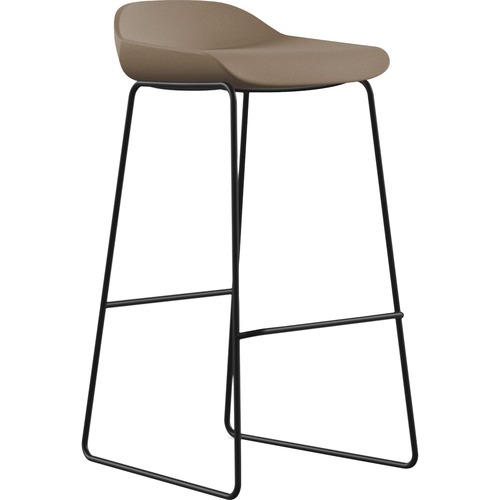 Bar Stool, Sled Base, 16" x 16" x 33", Latte Fabric/Black Frame