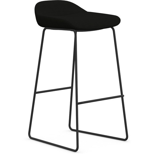 Bar Stool, Sled Base, 16" x 16" x 33", Onyx Fabric/Black Frame