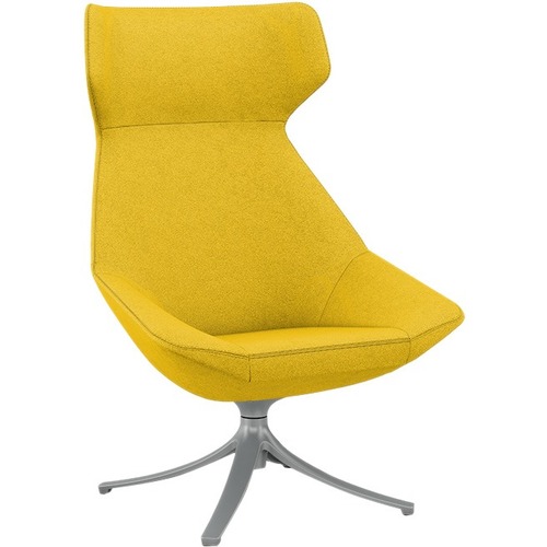 High-Back Lounge Chair, With Wings, 31"x30"x45.5", Latte/SR Base