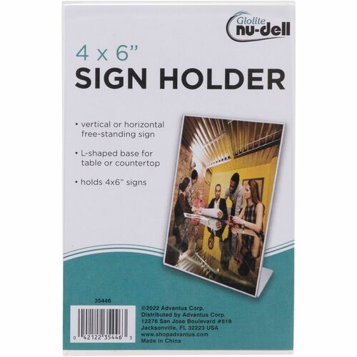 Sign, Slant Back, 4x6, Clear