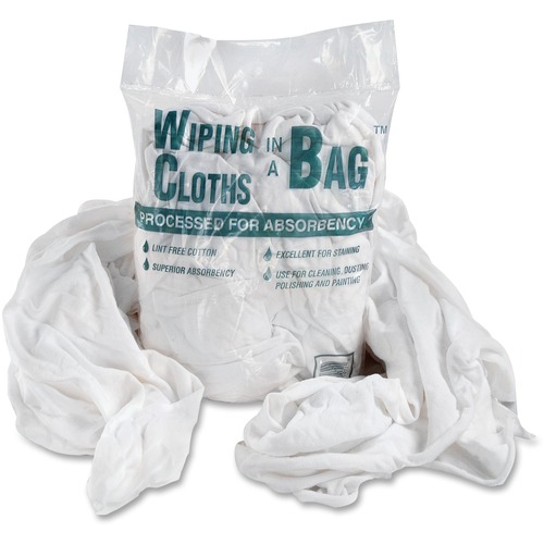 Cotton Wiping Cloths, Assorted Sizes, 1lb, White/Beige 12/CT