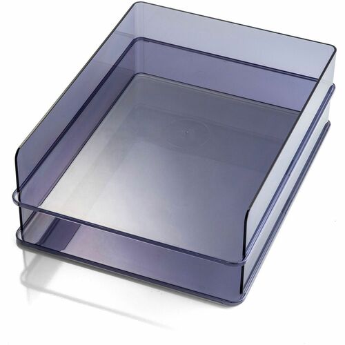 Letter Trays, Plastic, Stackable, 12.8"x10.2"x2.8", Gray/Tilt