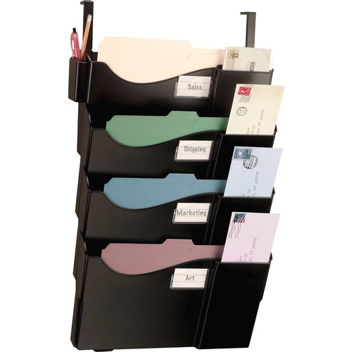 Starter Filing System, With 4-Pocket Hanger, 16-5/8"x5"x27-1/2", Black