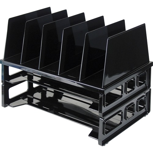 Desk Sorter, With 2 Trays, 13-1/2"x9"x10-1/4", Black