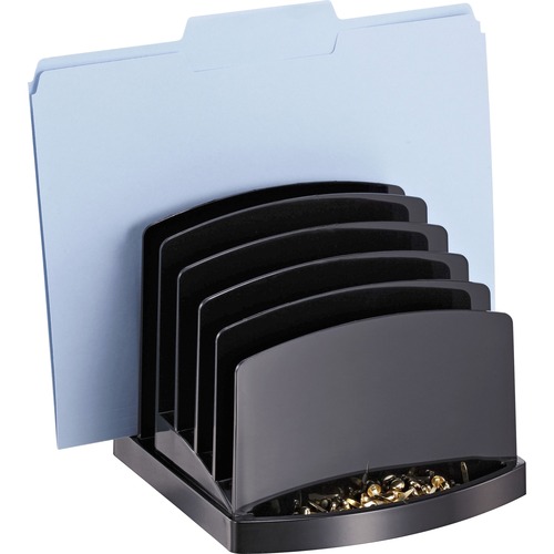 Incline Sorter, 6 Slots, Clip Holder, 7-1/2" x 7-1/2" x 6-3/8", Black