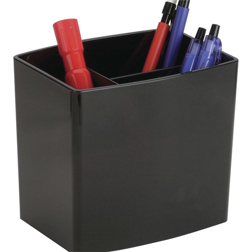 Pencil Holder, Large, 3 Compartments, 5"x3-3/4"x4-1/2", Black