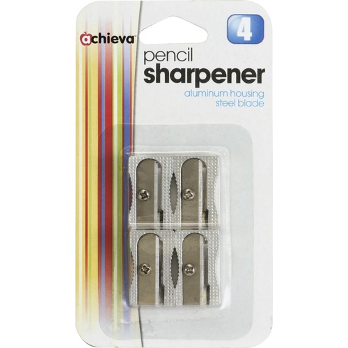 Aluminum Pencil Sharpener, 3/8", Metallic Silver 4/PK