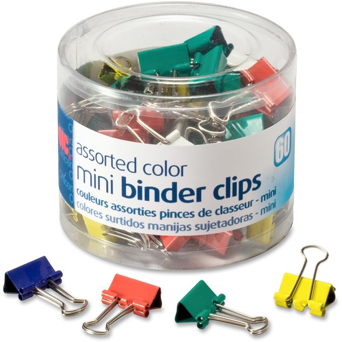 Mini Binder Clips, Metal, Ast 60/PK