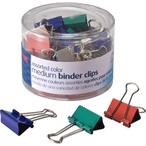Binder Clips, Medium, Green/White/Yellow/Blue/Red 24/PK