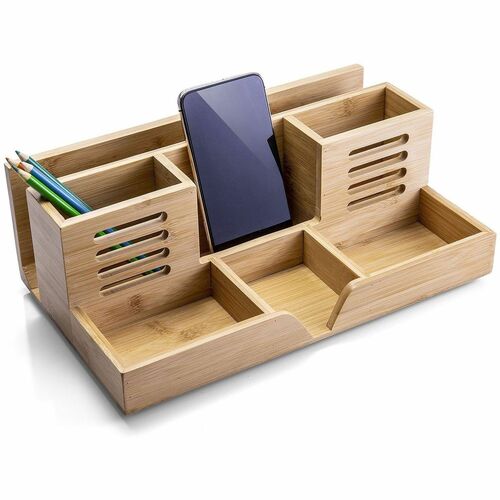 Organizer, Desk, 9 Compartment, Bamboo