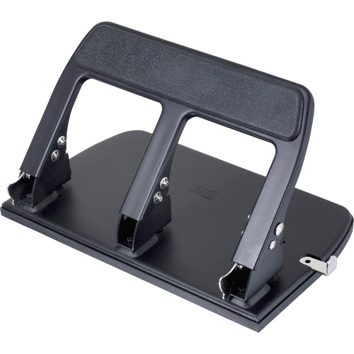 Heavy-Duty Punch, 3 Horsepower, 9/32" Holes, 40 Sheet Capacity, Metal, Black