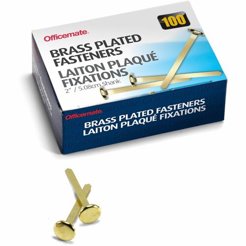 Roundhead Fastener, 2" Shank, 1/2" Head, Brass Plated 100/BX