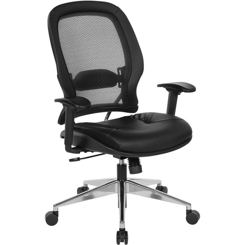 Chair, Mesh Back/Leather Seat, 32"x13"x26", Black