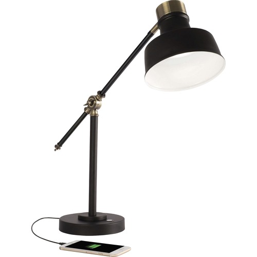 Lamp, Clearsun LED, 428 Lumens, 6" Dia Base, 4" to 18", Black/Brass