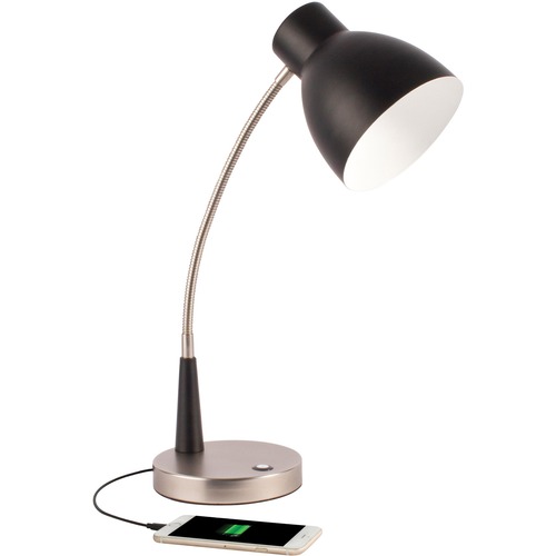 Lamp, Adjustable, LED, Charging, 6" Dia Base, 3"-22", Matte Black