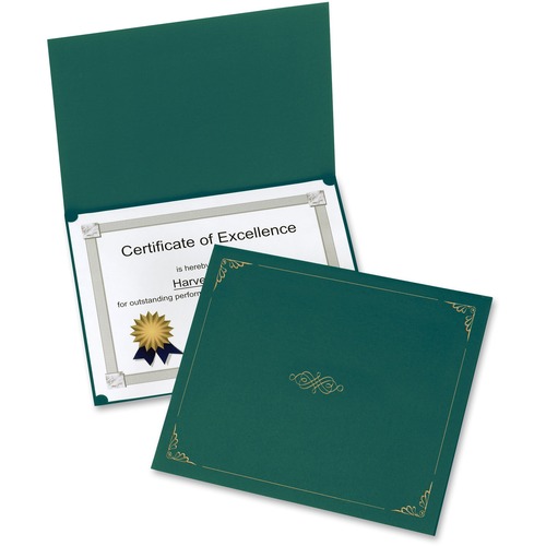 Holder, Certificate, Gold Foil, Green 5/PK