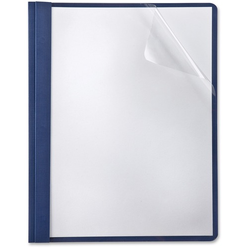 Report Covers, Clear Linen Front, 1/2" Capacity, Navy 5/PK