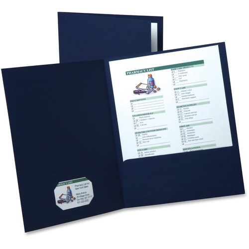 Linen Twin Pocket Portfolios, Letter, Navy 5/PK