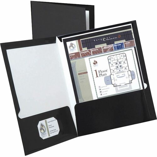 Folder, 2 Pocket, Laminated, Black 25/BX