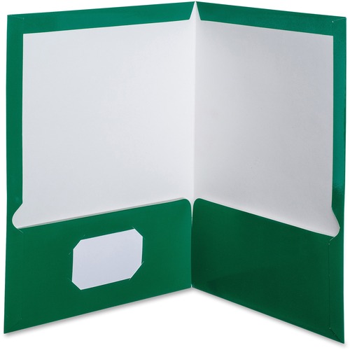 Folder, 2 Pocket, Laminated, Green 25/BX