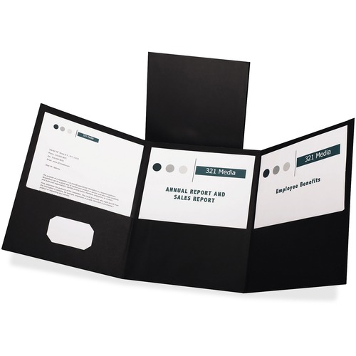 Tri-Fold Pocket Folders, Letter, Black 20/BX