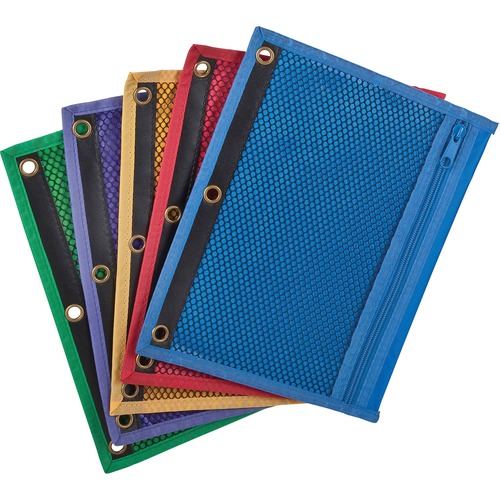 Zipper Binder Pockets, 3 Hole Punch, 10-1/2"x7-1/2", Assorted