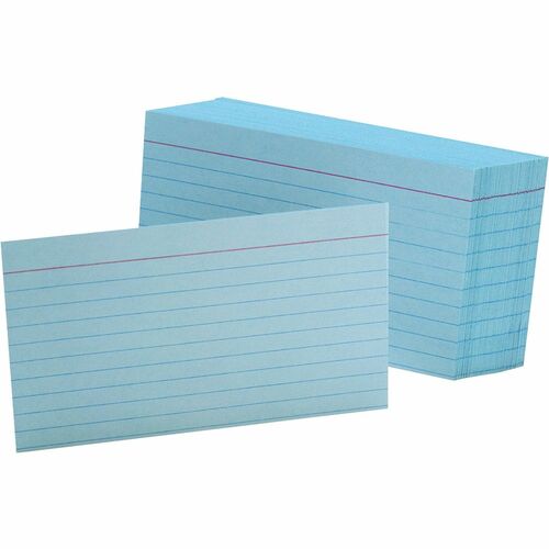 Card, Index, Ruled, 3 X 5, Blue 100/PK
