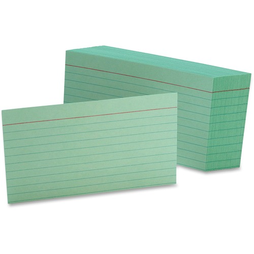 Card, Index, Ruled, 3x5, Green 100/PK