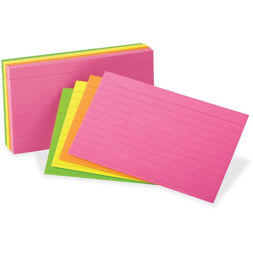Cards, Index, 3x5, Neon, Assorted 300/PK