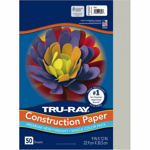 Paper, Construction, 9 X 12, Gray 50/PK