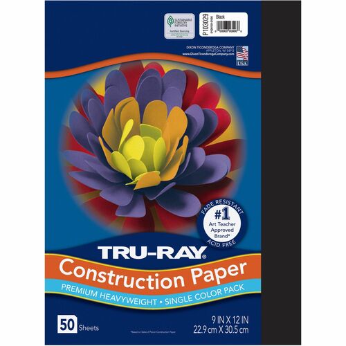 Paper, Const, 9x12, Black, 50sh 50/PK