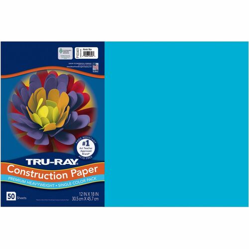 Construction Paper, 76 lb, 12" x 18", Atomic Blue 50/PK
