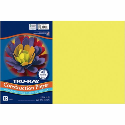 Construction Paper, 76 lb, 12" x 18", Lovely Lemon 50/PK