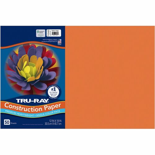 Construction Paper, 76 lb, 12"x18", Electric Orange 50/PK