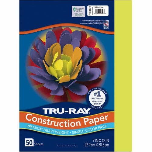 Paper, Const, 9x12, Brilliant Lime 50/PK