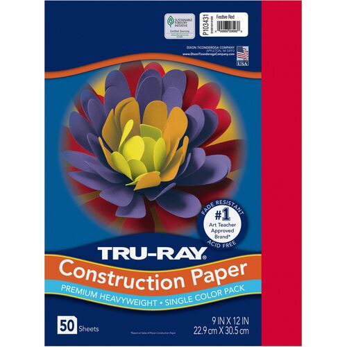 Paper, Construction, 9x12, Festive Red 50/PK
