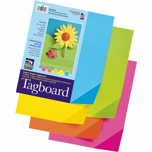 Tagboard, Suprbrite, 9x12, Assorted 100/PK