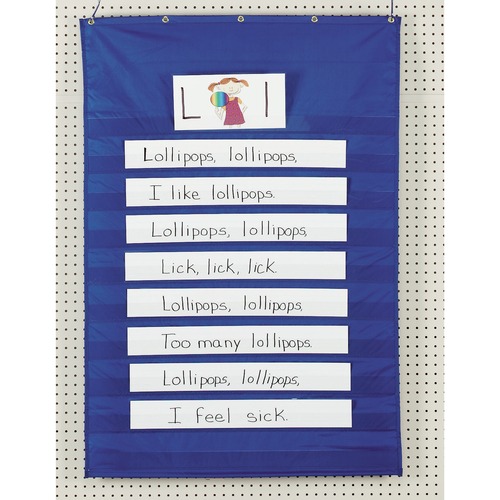 Pocket Chart, Standard, Nylon, 34" x 50", Blue