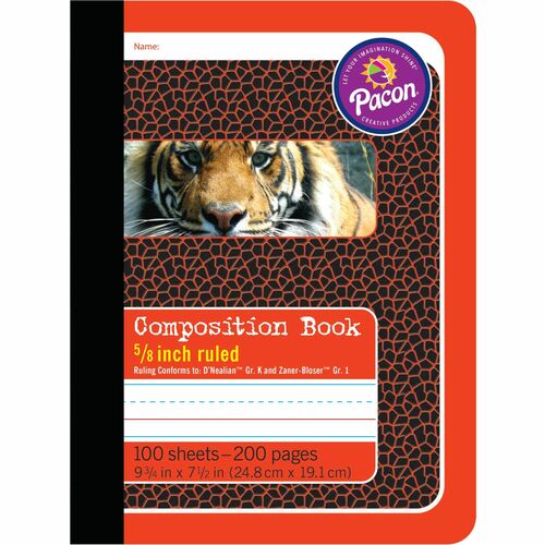 Book, Comp, 5/8", Red Tiger