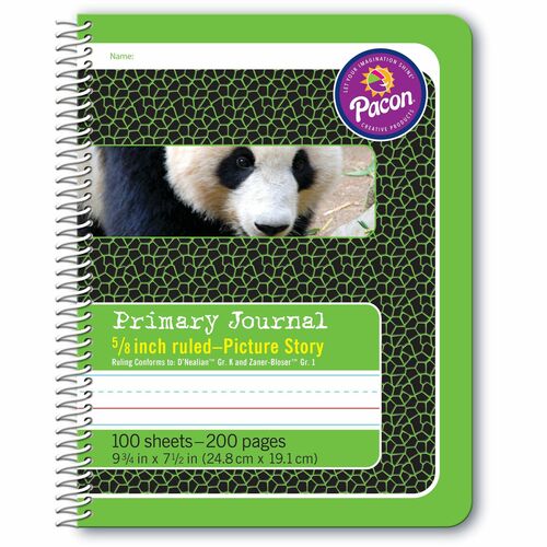 Journal, Pic, Spiral, Green Panda