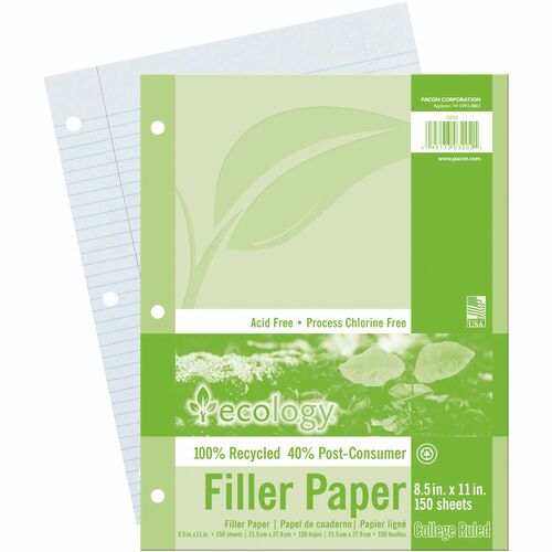Paper, Filler, Eco, Recycled, College 150/PK