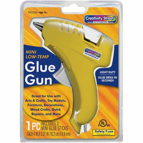 Glue Gun, Trigger Style, With 3 Clear Glue Sticks, YW