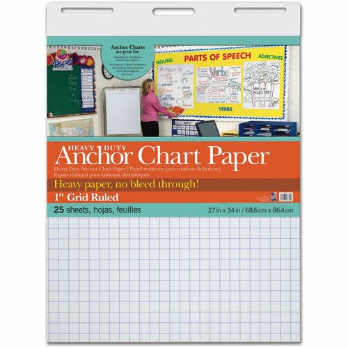 Paper, Chart, 1" Ruled, 27 x 34 4/CT
